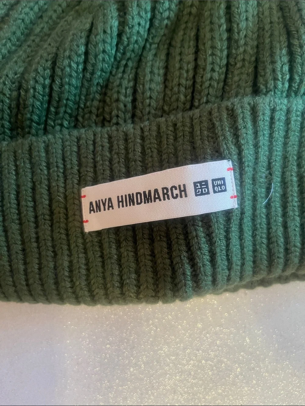 Anya Hindmarch Olive green  Knit Folded Cuff Beanie
